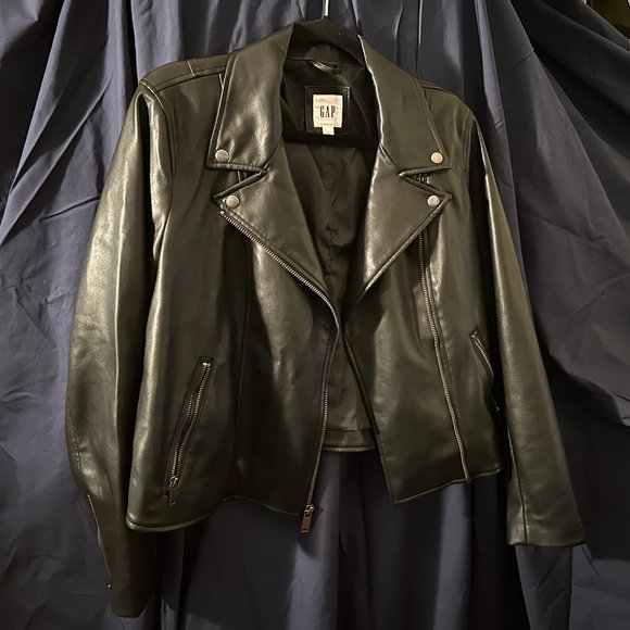 Gap Faux Leather Moto Jacket Large - Picture 1 of 11